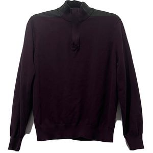Perry Ellis Men's Pullover 1/3 Zipper Front Long Sleeve Polo Plum/Gray - Medium